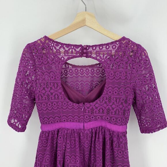 Plenty by Tracy Reese Dress Womens Size 2P Purple Estella Lace Fit & Flare B12 - Picture 5 of 10